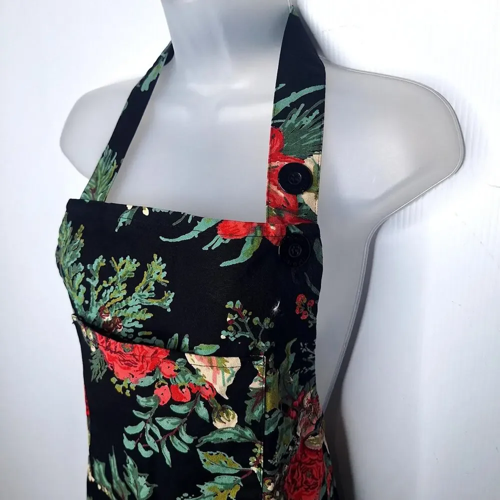 April Cornell Merry Floral Apron Cottagecore Holiday Christmas Cotton Canvas